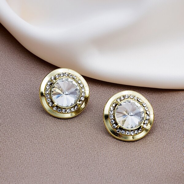 

Rhinestone Decor Stud Earrings, Gold