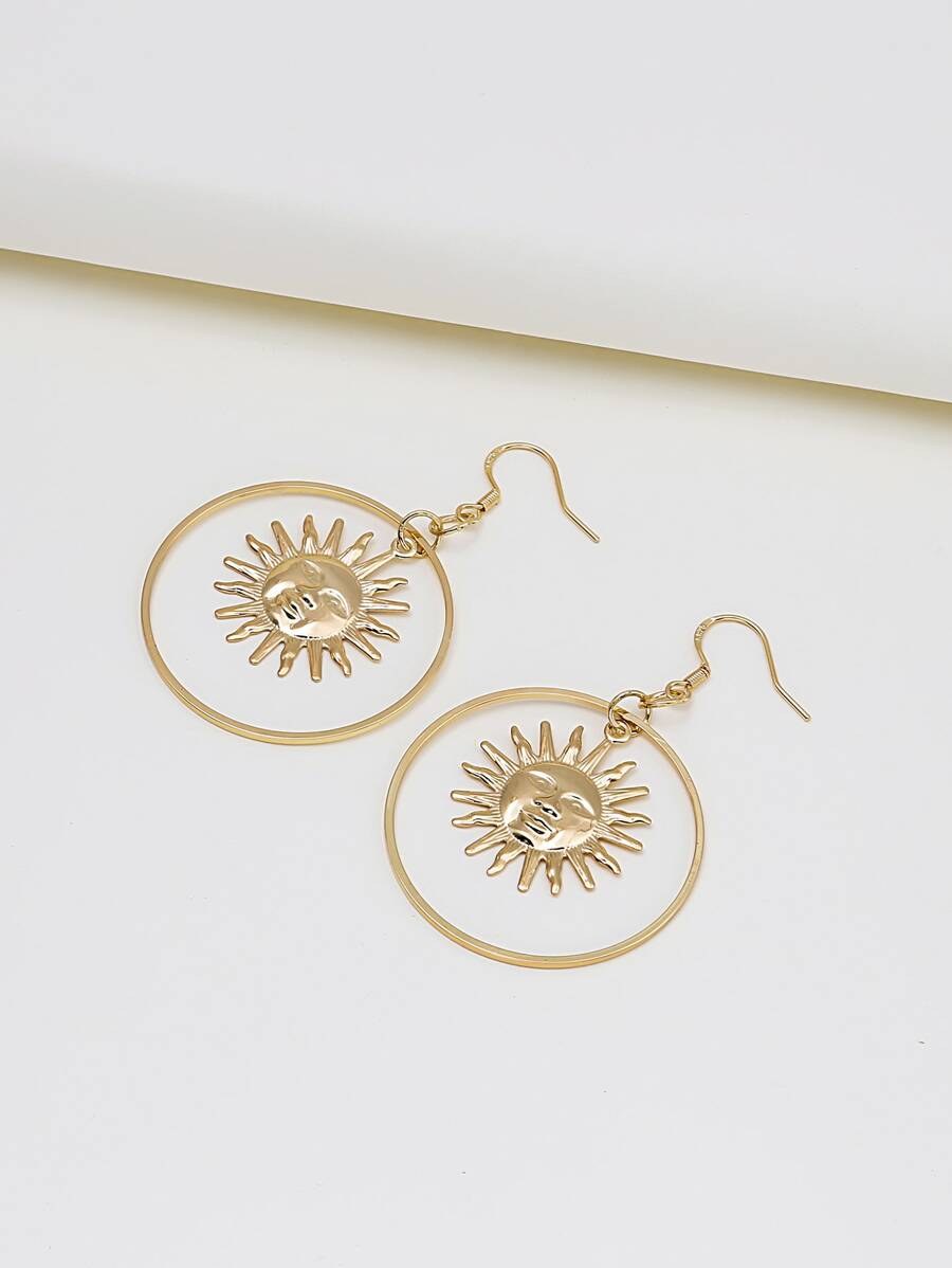 Bông tai thả trang trí mặt trời - Vàng - Xem 1