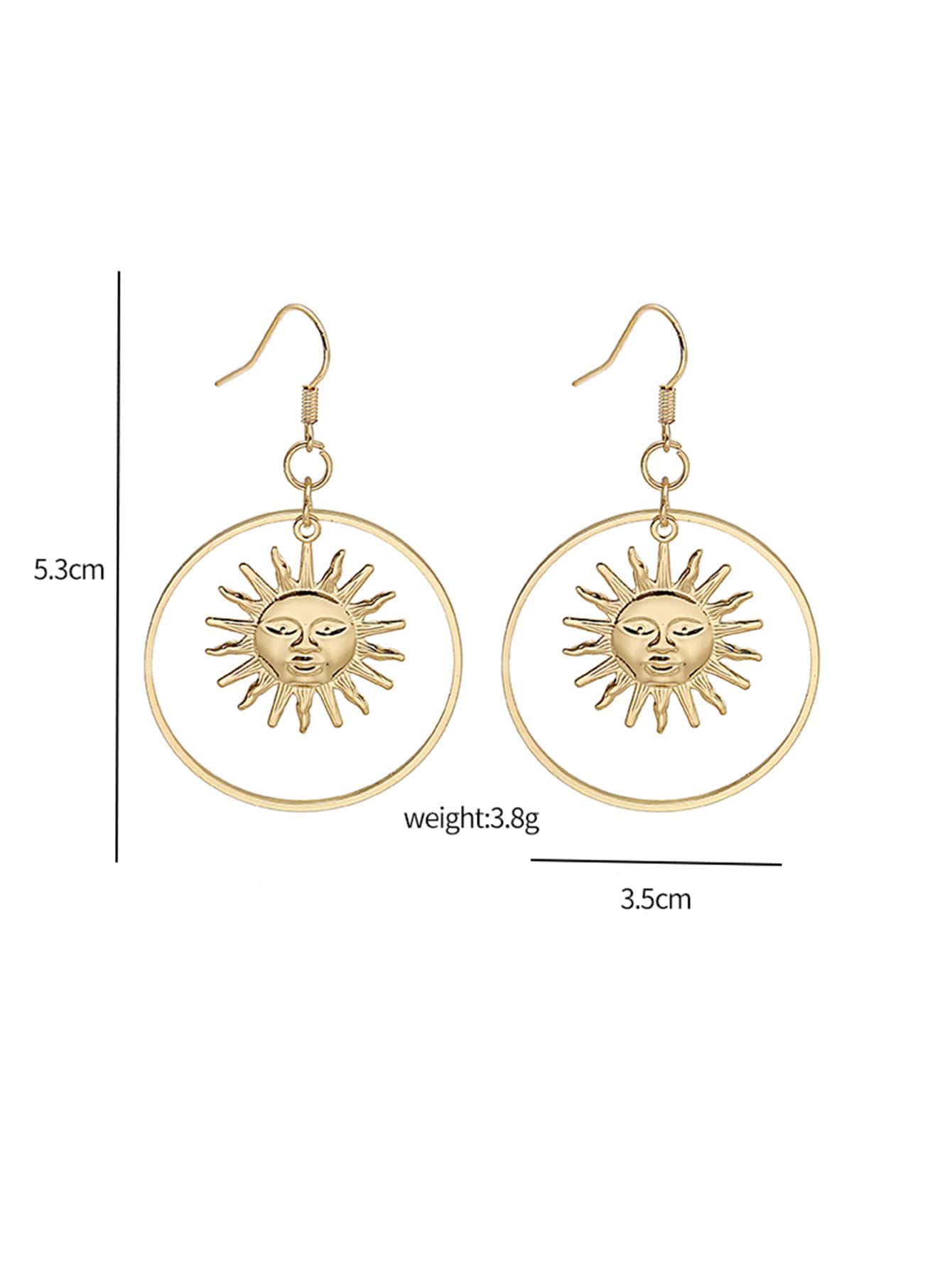 Bông tai thả trang trí mặt trời - Vàng - Xem 3