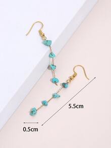 石頭裝飾耳墜 - 金黃色 - 查看 3