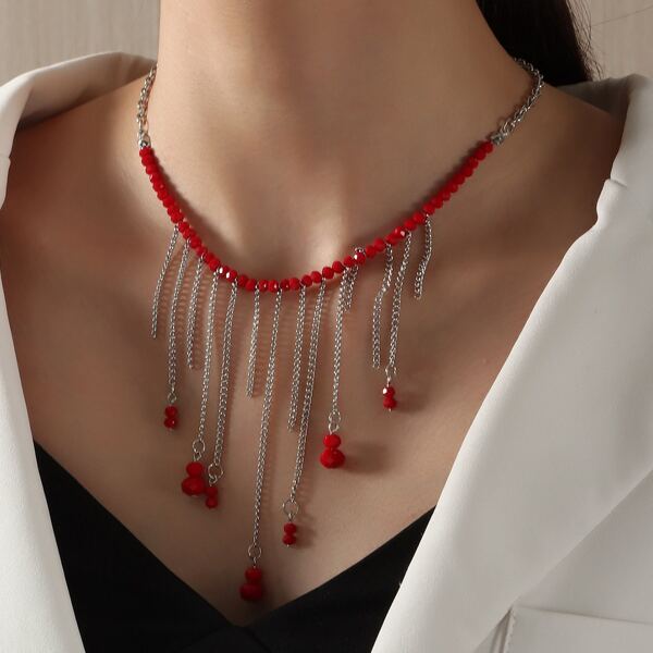 

Halloween Bead Tassel Decor Necklace, Multicolor