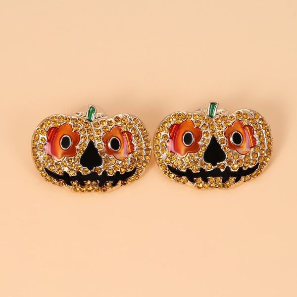 

Rhinestone Halloween Pumpkin Decor Stud Earrings, Multicolor