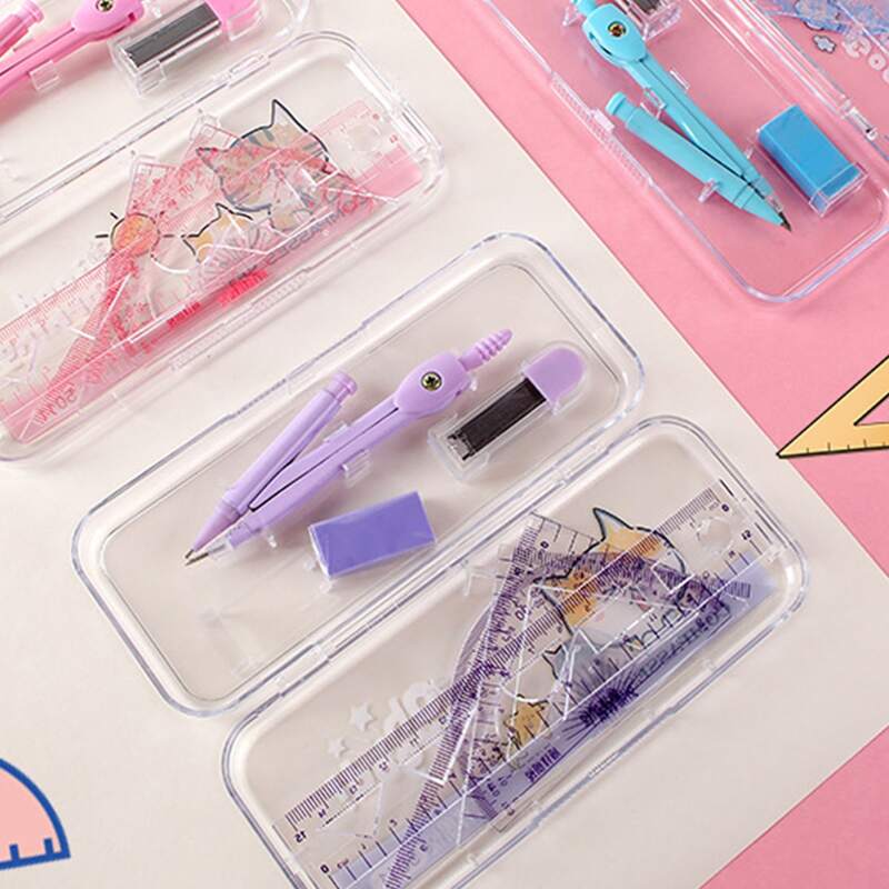 

1box Random Color Ruler & Compass Set, Multicolor