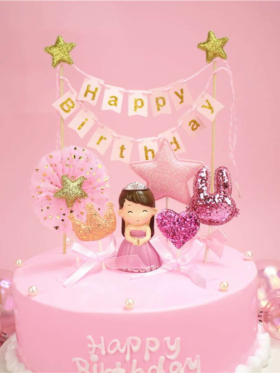 1入組生日蛋糕裝飾 - 粉色 - 查看 1
