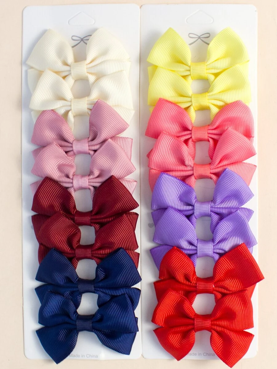 16pcs Toddler Girls Bow Decor Hair Clip - Multicolor - View 1