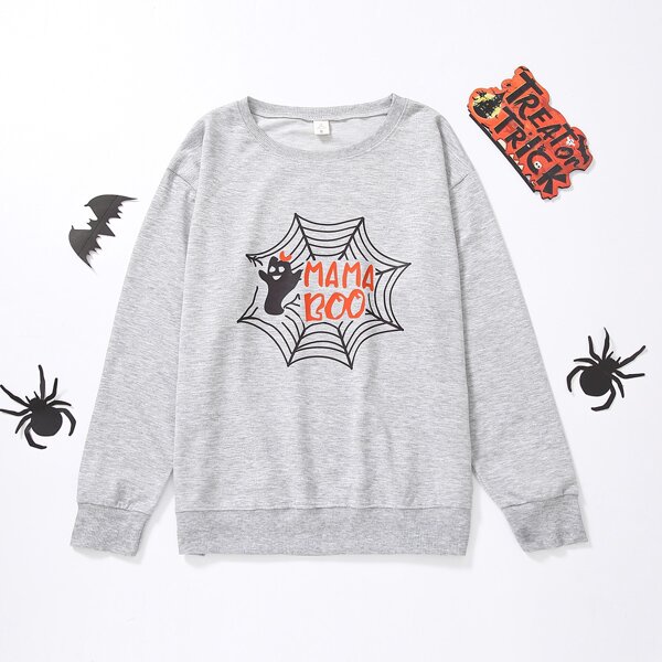 

Halloween Letter Graphic Sweatshirt, Grey