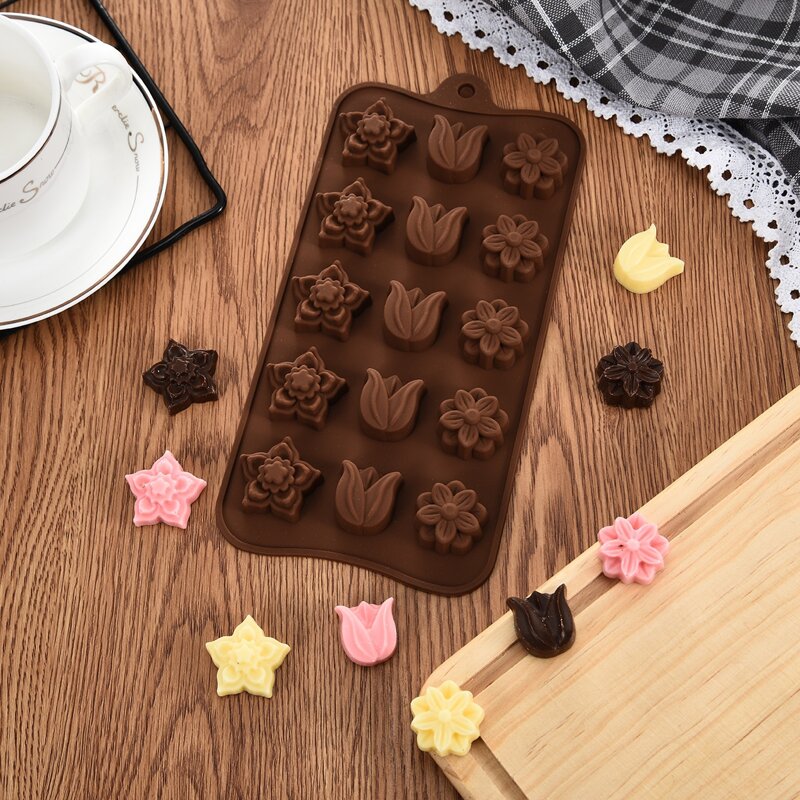 

1pc Flower Design Mold, Chocolate brown