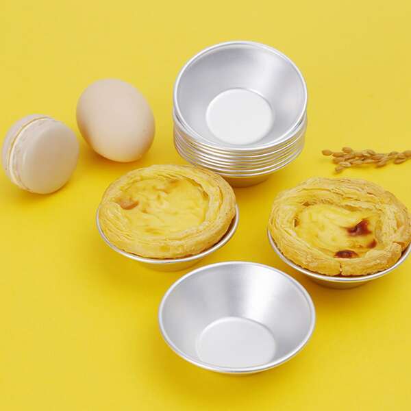 

1pc Solid Color Egg Tart Mold, Silver