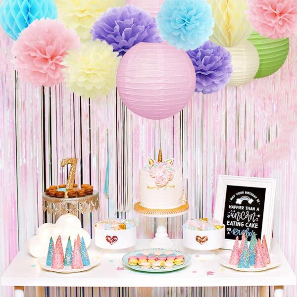 

13pcs Paper Flower & Paper Lantern Set, Multicolor