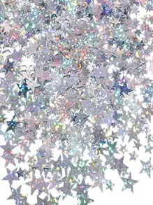 1pack Star Shaped Decorative Confetti, Plastic Sequin Shiny Star Throwing Confetti For Party,Christmas, Ramadan,Ramadan Decor,Eid Mubarak - Silver - View 1