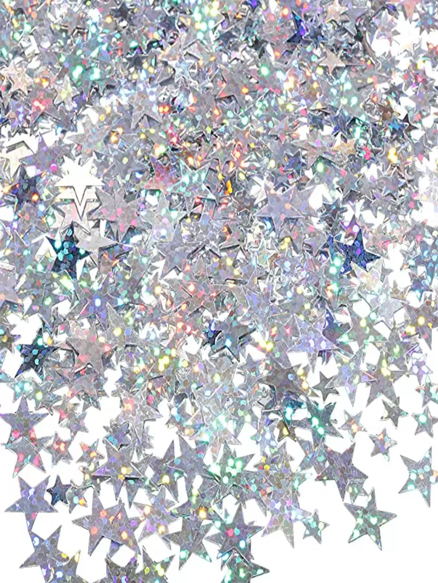 1pack Star Shaped Decorative Confetti, Plastic Sequin Shiny Star Throwing Confetti For Party,Christmas, Ramadan,Ramadan Decor,Eid Mubarak - Silver - View 1