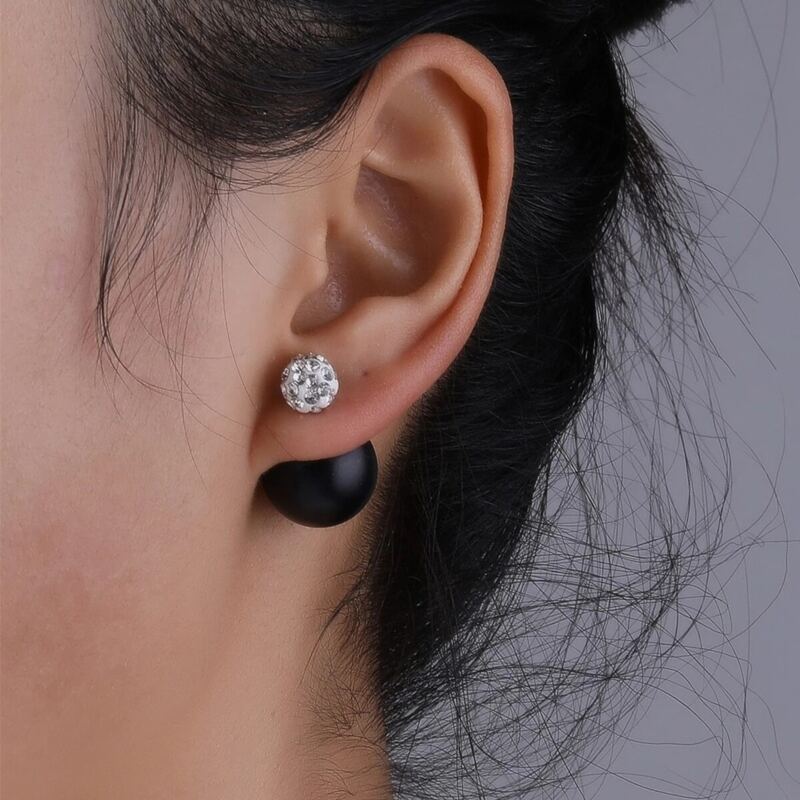 

Rhinestone Decor Stud Earrings, Black