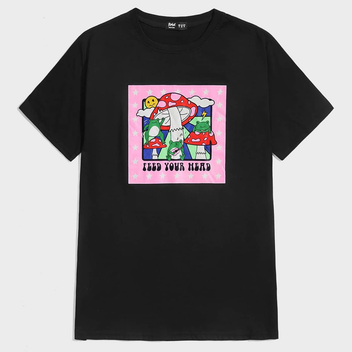 

Guys Letter Cartoon Graphic Tee, Black