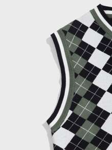 Manfinity Men Argyle Pattern Sweater Vest - Multicolor - View 3