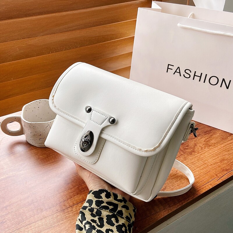 

Turn Lock Flap Crossbody Bag, White