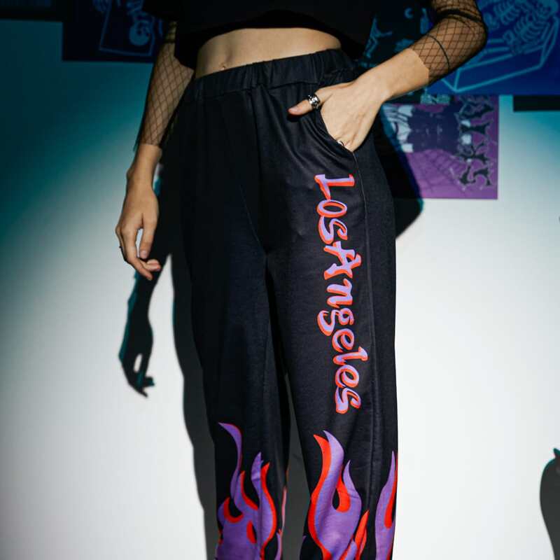 

Letter Fire Graphic Sweatpants, Multicolor