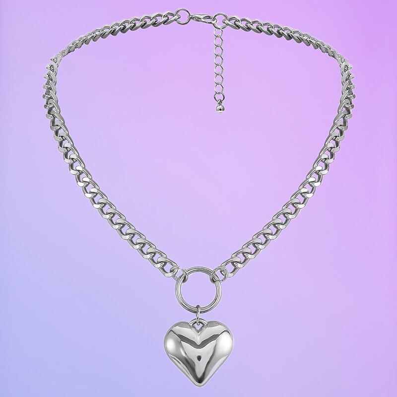 

Heart Chain Necklace, Silver