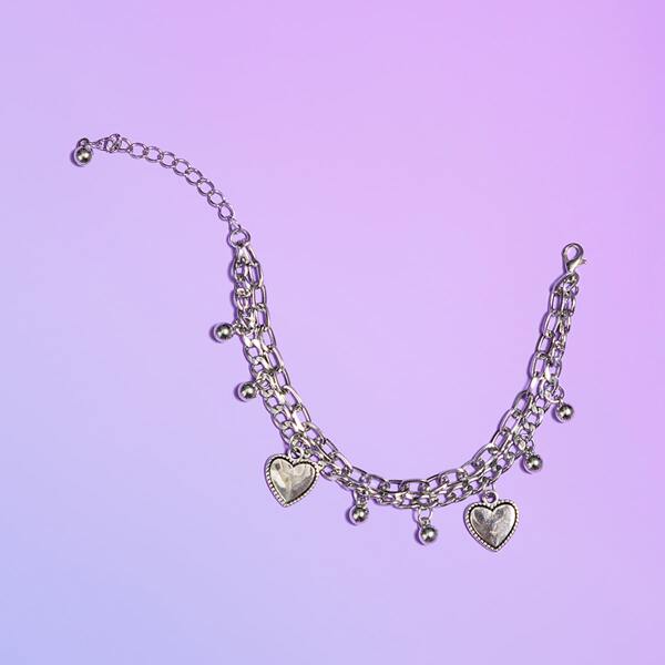 

Heart Chain Bracelet, Silver