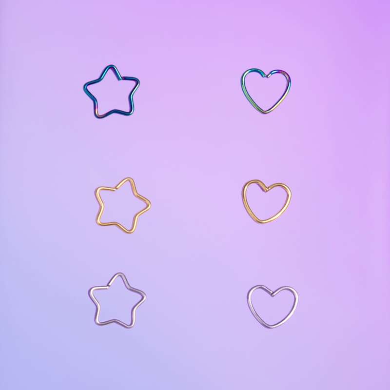 

6pcs Heart & Star Ear Cuff, Multicolor