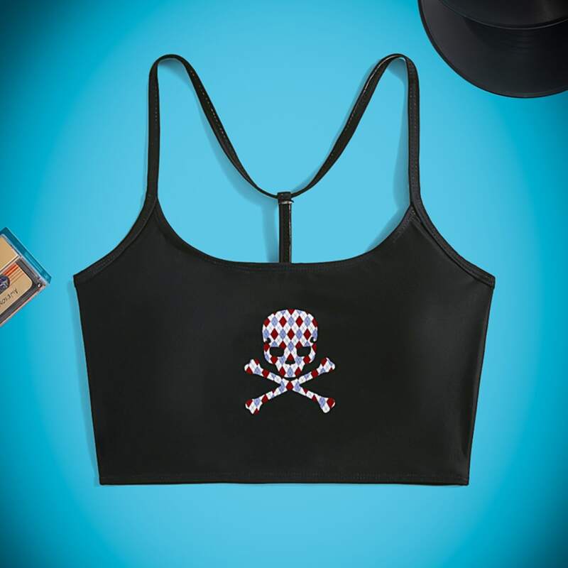 

Skull Print Bikini Top, Multicolor