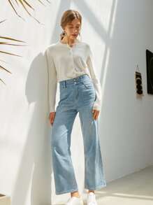 SHEIN 羊絨珍珠鈕扣開衫 - 米色 - 查看 7