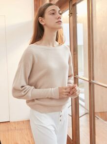 MOTF PREMIUM CASHMERE CUT-OUT GIGOT SLEEVE JUMPER - Apricot - View 3