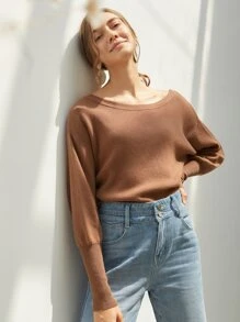 MOTF PREMIUM CASHMERE CUT-OUT GIGOT SLEEVE JUMPER - Mocha Brown - View 5