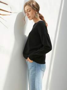 MOTF PREMIUM CASHMERE FINE KNIT BOAT NECK JUMPER - Black - View 7