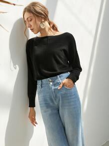 MOTF PREMIUM CASHMERE FINE KNIT BOAT NECK JUMPER - Black - View 8