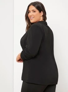 SHEIN Essnce Plus Shawl Collar Single Button Ruched Cuff Blazer