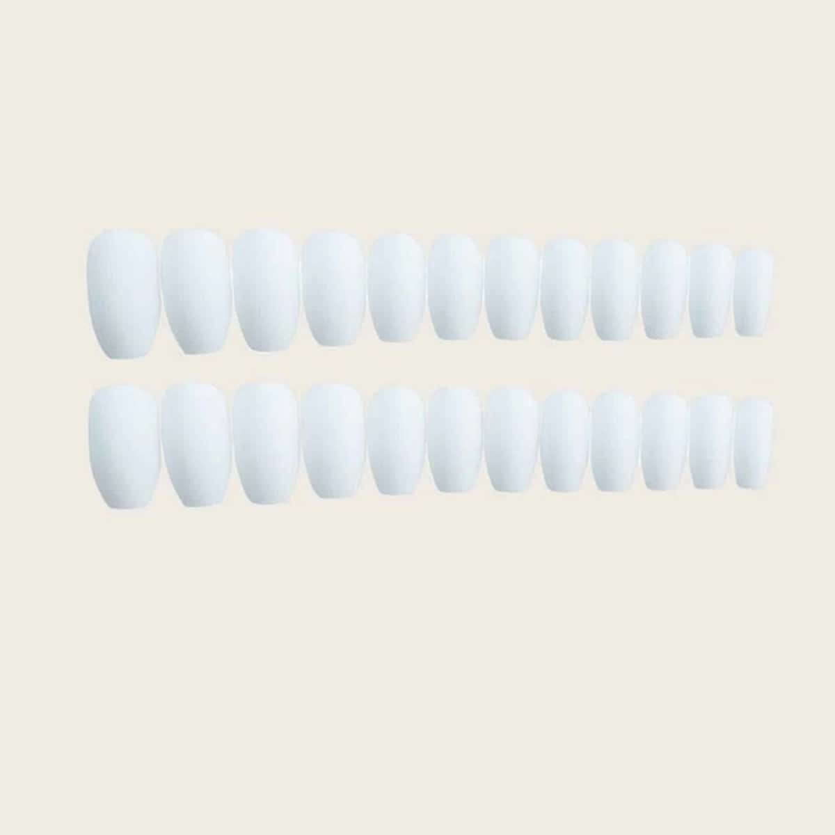 

24pcs Plain Fake Nail, White