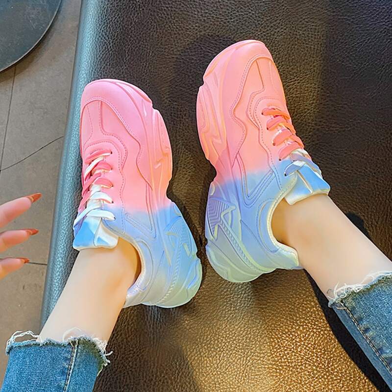 

Colorblock Lace Up Front Sneakers, Multicolor