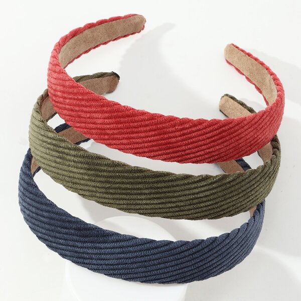 

3pcs Toddler Girls Corduroy Decor Hair Hoop, Multicolor