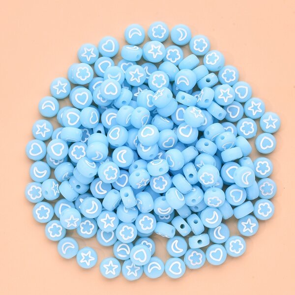 

1pack Heart & Moon Pattern Bead, Blue