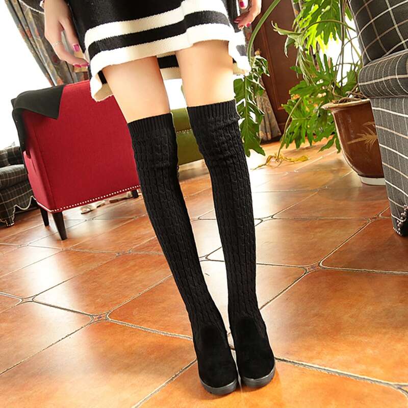 

Minimalist Over The Knee Sock Boots, Black