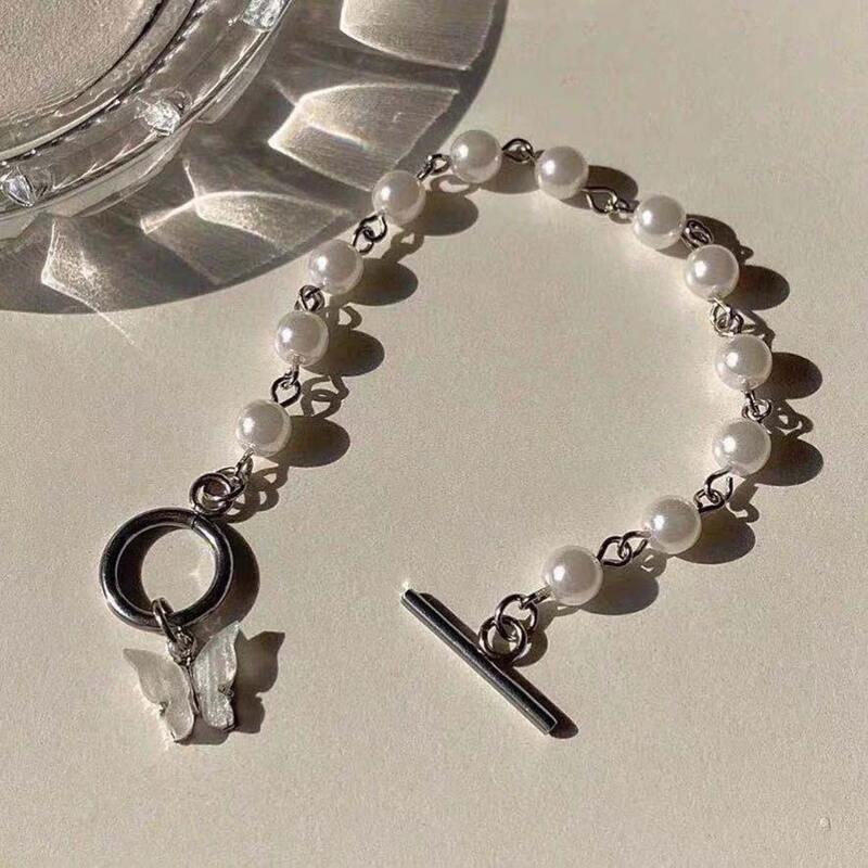 

Faux Pearl Decor Bracelet, Silver