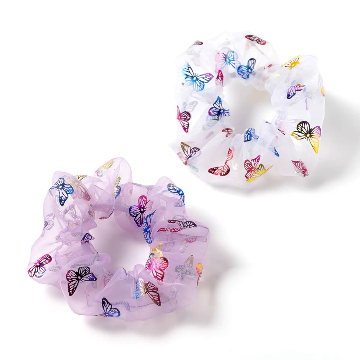 

2pcs Butterfly Print Scrunchie, Multicolor