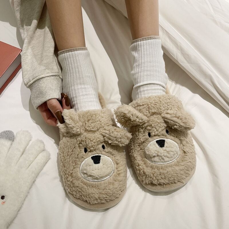 

Cartoon Bear Slippers, Khaki