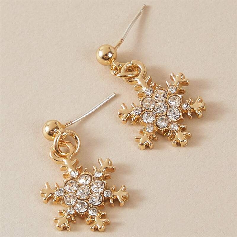 

Snowflake Drop Earrings, Gold