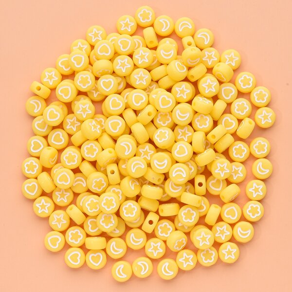

1pack Heart & Moon Pattern Bead, Yellow