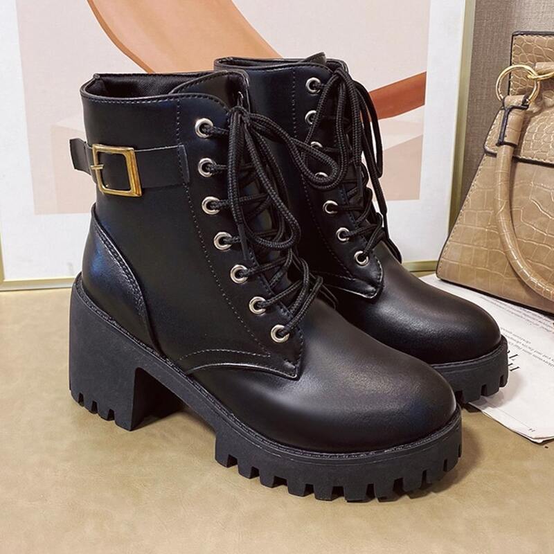 

Chunky Heeled Combat Boots, Black