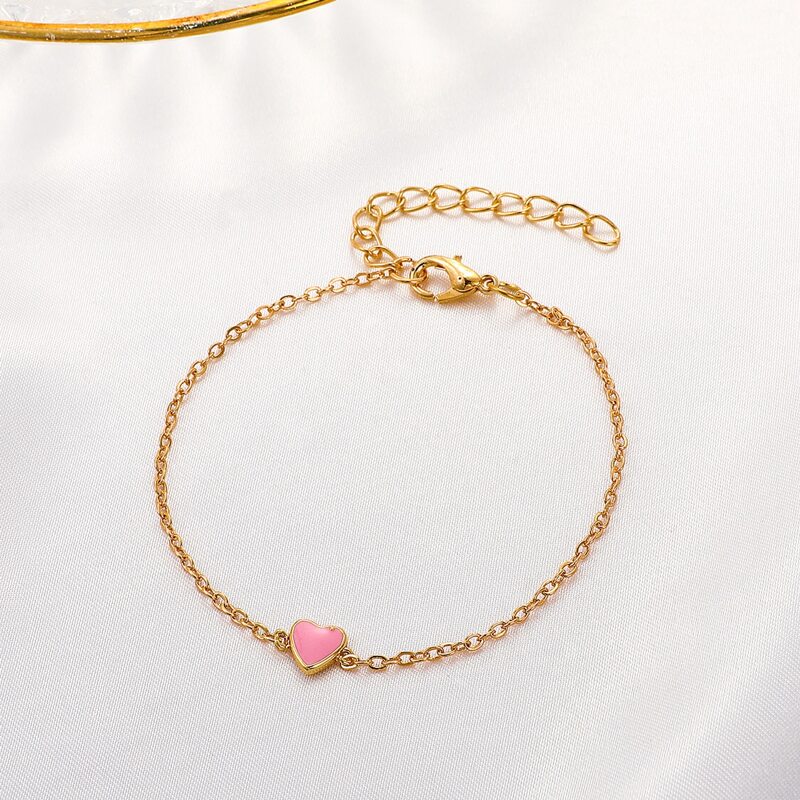 

Heart Decor Chain Bracelet, Multicolor