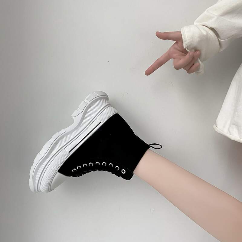 

Lace Up Front Canvas Shoes, Black