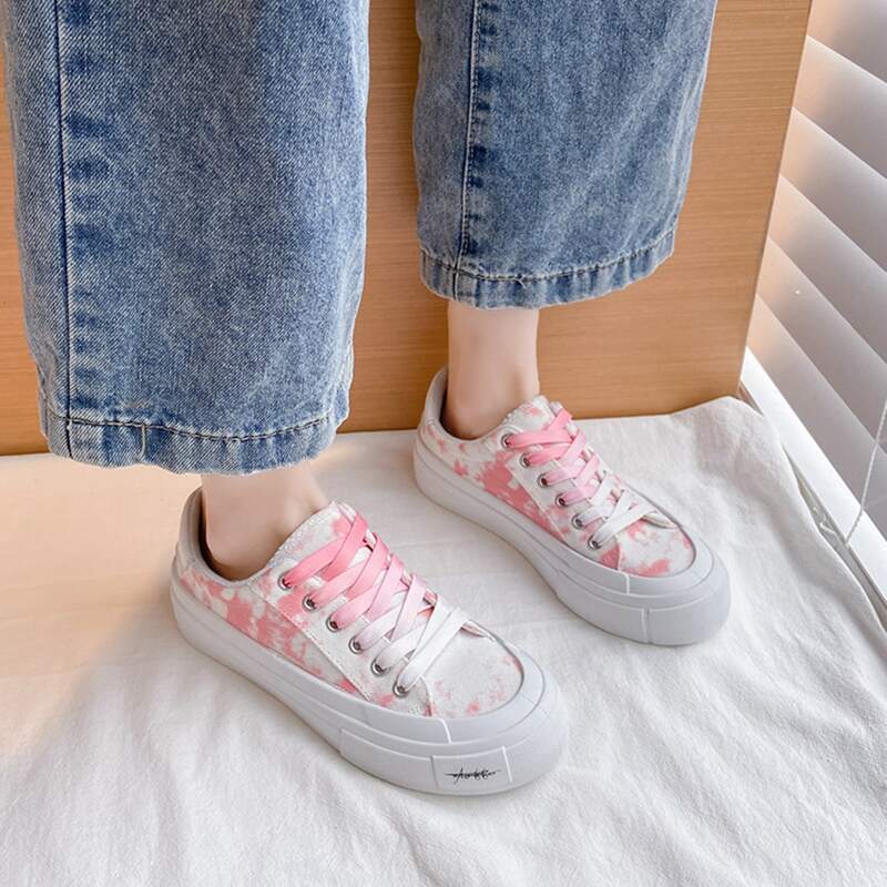 

Tie Dye Pattern Canvas Shoes, Pink