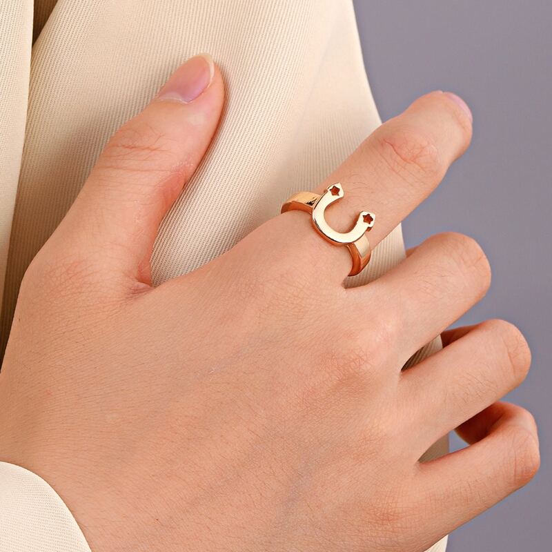 

Letter Decor Ring, Gold