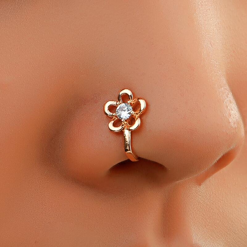 

Floral Decor Nose Ring, Gold