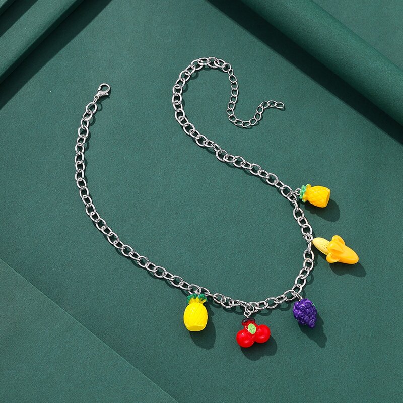 

Fruit Decor Chain Necklace, Silver