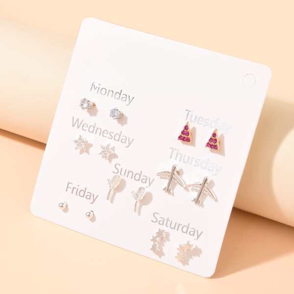 

7pairs Plane Decor Stud Earrings, Multicolor