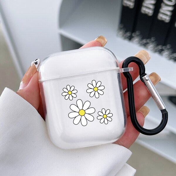 

Чехол для Airpods с цветочным принтом, Прозрачный