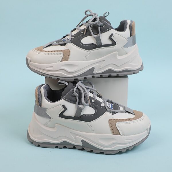 

Colorblock Lace-up Front Chunky Sneakers, Multicolor
